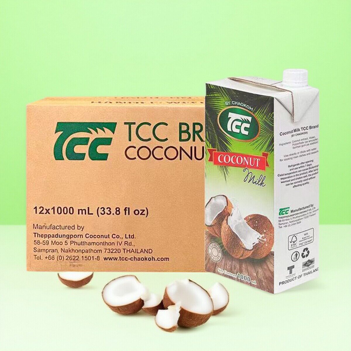 泰国进口TCC俏果椰浆1L*12盒 整箱 烘焙甜品咖喱椰汁西米露糕原料