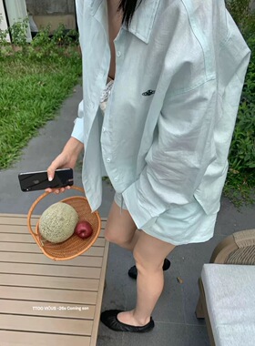 TTOO2026夏季老钱风麻料刺绣小标Polo领防晒衬衫松紧腰短裤套装
