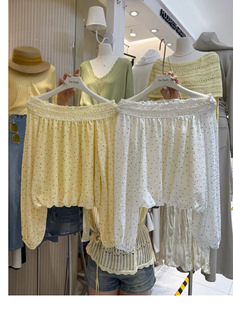 衬衫 One 气质波点一字肩长袖 韩版 女甜美上衣 Family2026春夏新款