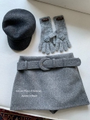 AME2025新款 韩版 冬设计感高品质加厚羊毛尼配皮带高腰显瘦半身裙