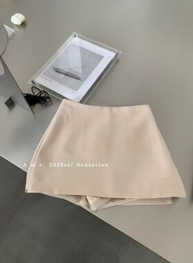 AME2026早春新韩版高品质2侧拉链修身显瘦西装半身裙A字裙包臀裙