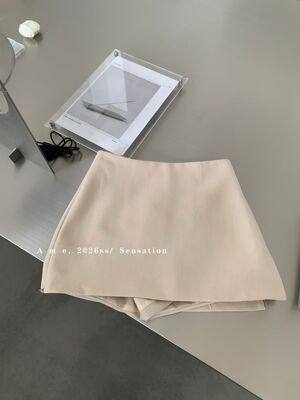 AME2026早春新韩版高品质2侧拉链修身显瘦西装半身裙A字裙包臀裙