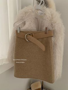 显瘦配皮带百搭A字裙半身裙中长裙 高品质气质修身 AME2025新款 冬季