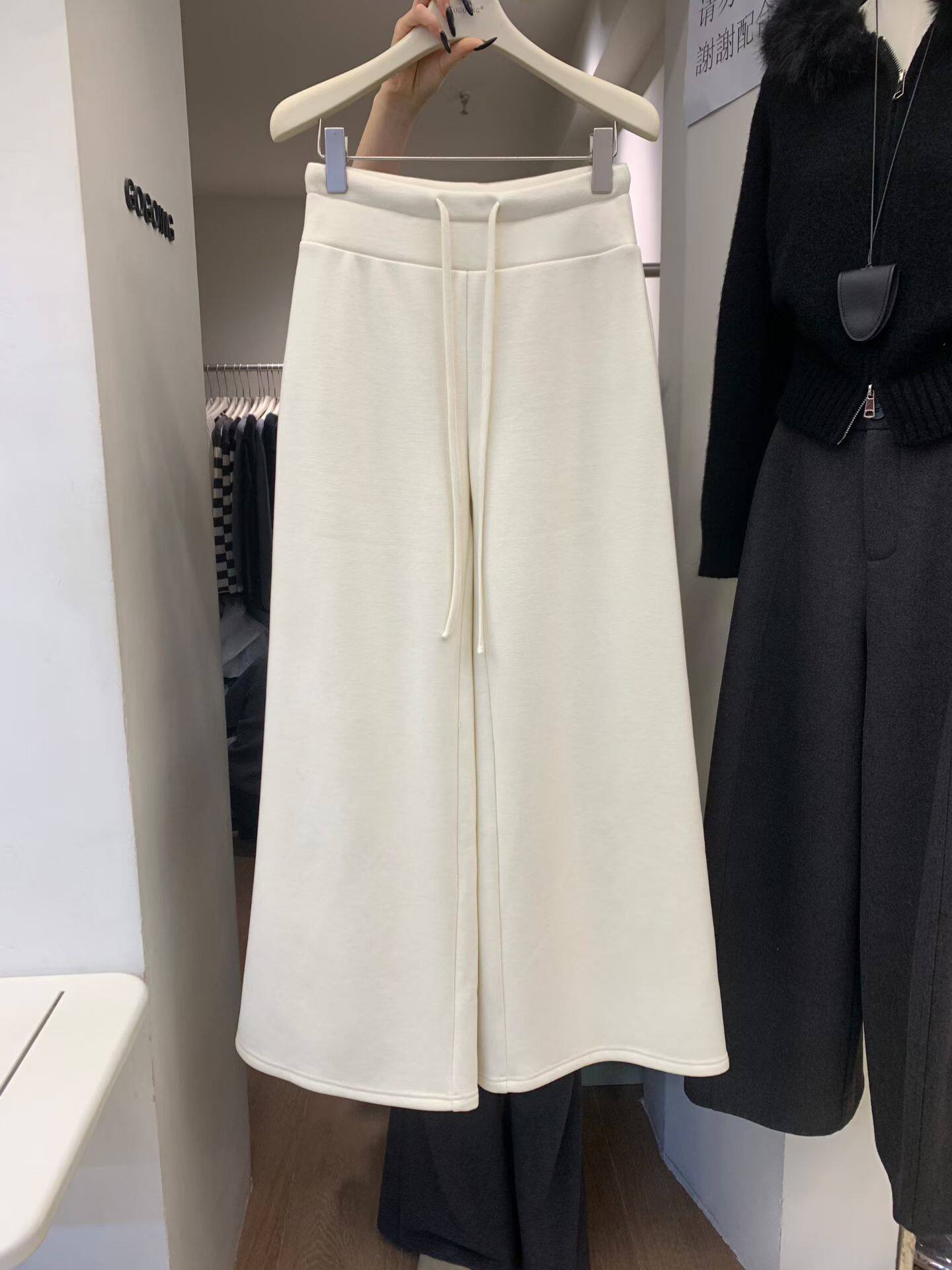 GOGoing2025韩版冬高品质加厚加绒松紧腰抽绳显瘦休闲阔腿卫裤