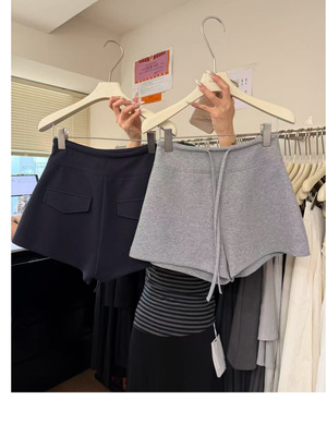 Gogoing2026夏季新款韩版设计感高腰抽绳休闲运动防走光短裤女