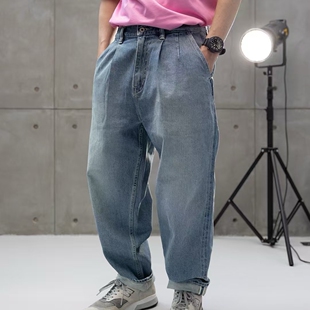 CURRAHEE冈山窄幅红边日系男士休闲两褶宽松版微锥水洗牛仔长裤