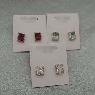 新款 百搭气质质感原单镀真金镶嵌锆石耳钉Q47 青岛欧美时尚