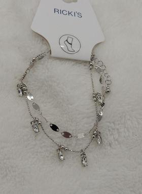 青岛欧美时尚简约百搭气质款双层叠小众玻璃脚链Q2