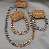 新款 青岛欧美时尚 夸张百搭气质质感双拼色项链满钻手链Q19