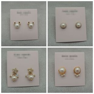 新款 百搭气质质感镀真金镶嵌锆石淡水珍珠耳钉Q47 青岛欧美时尚