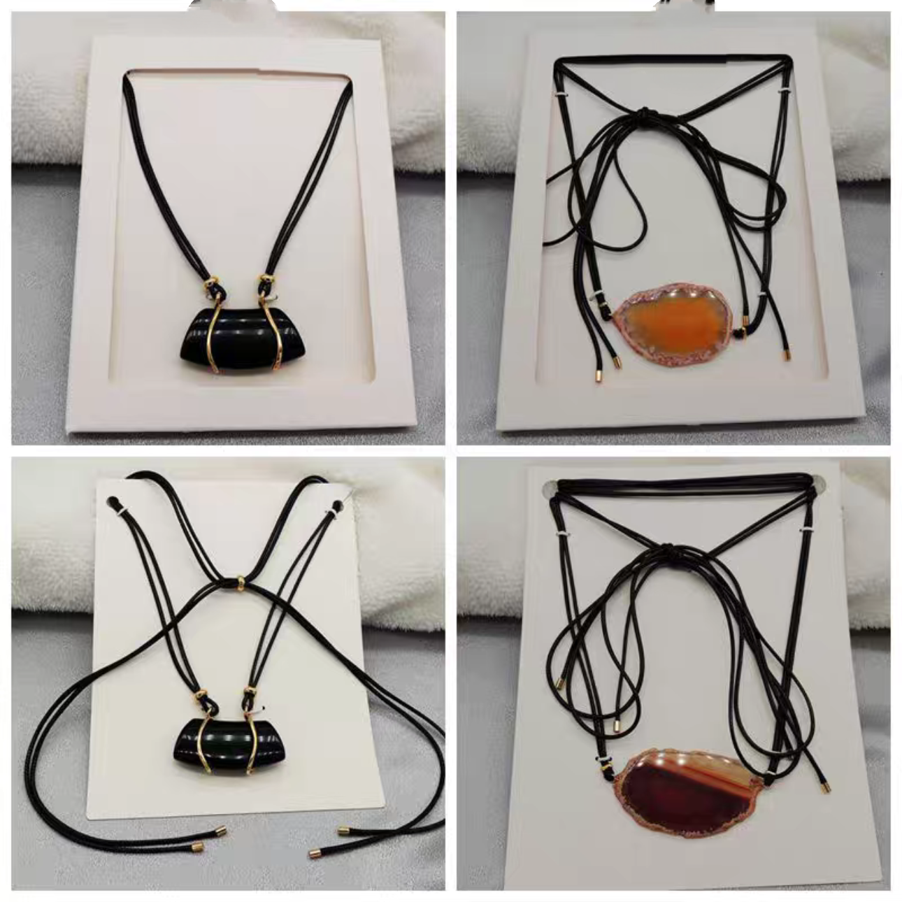 新款青岛欧美时尚百搭气质质感原单尾货夸张天然石项链Q26