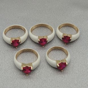 新款青岛欧美时尚百搭气质质感原单镀真金铜锆石滴釉戒指Q45