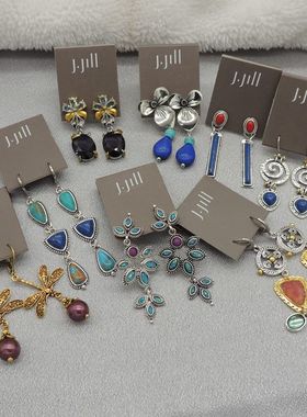 新款青岛欧美时尚百搭气质质感复古青金石耳钉耳环Q26没卡片