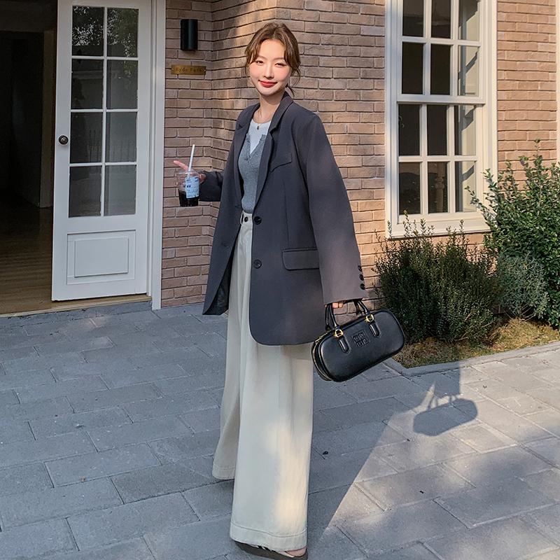 黑色西装外套女高级感2024新款春秋韩版时尚宽松休闲气质爆款西服,女装毛呢外套,2C033