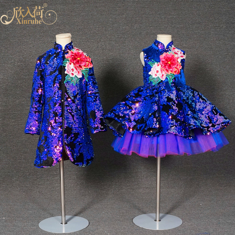 儿童礼服欣入荷男童女童蓝色
