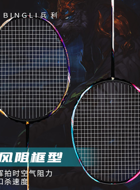 新款BINGLI神兽系列MASTER 100Pro青龙白虎羽毛球拍TI10拍框羽毛