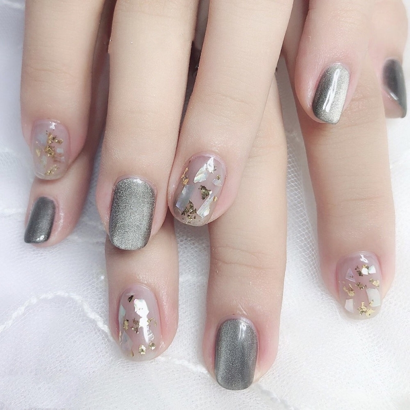 假指甲贴片抖音猫眼晕染短款显白