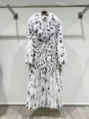 炸街白山猫皮草外套中长款修身显瘦欧美气质轻奢情侣男女lynx大衣