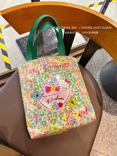 手作KT可爱卡通大容量手提袋印花透明流沙包化妆包单肩包手拎包