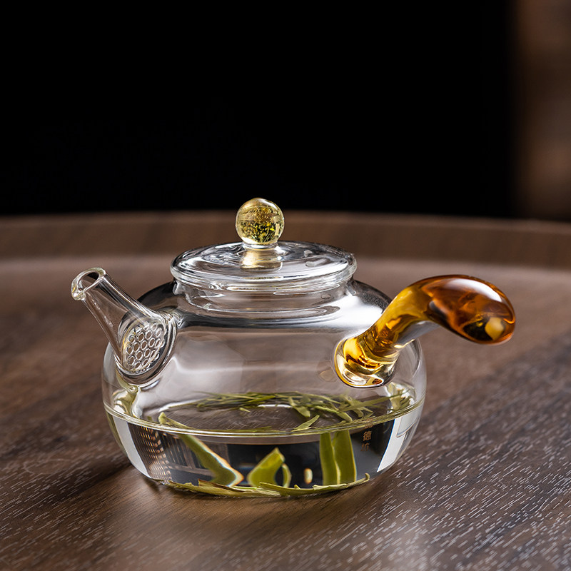 玻璃泡茶壶单壶加厚耐高温侧把壶茶水分离小号家用绿茶茶壶煮茶壶