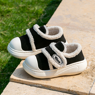 2024年新款棉鞋女款冬外穿厚底防水加绒保暖魔术贴懒人包头棉拖鞋