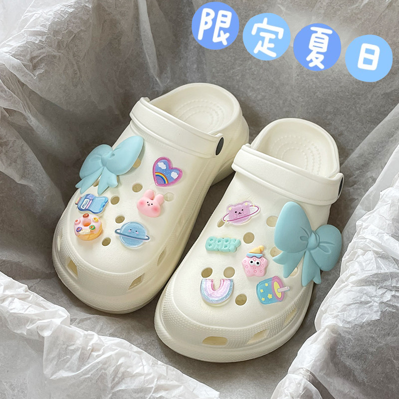 藍色蝴蝶結護士洞洞鞋女ins潮可愛卡通涼鞋夏天防滑厚底沙灘鞋在類目 女鞋, 拖鞋中 - 來自Buy2taobao.com提供專業的淘寶代購服務