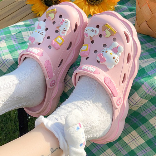 三丽鸥洞洞鞋女夏季外穿包头拖鞋