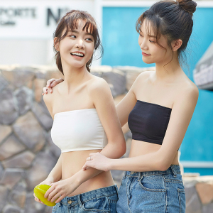 美背打底抹胸夏外穿防走光单层无肩带学生高中女内衣薄款纯棉裹胸