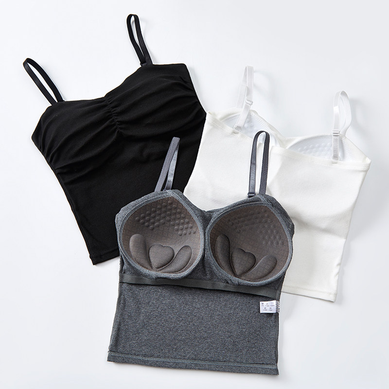 夏季内搭打底带胸垫无袖吊带上衣一体式美背纯棉内衣女性感小背心