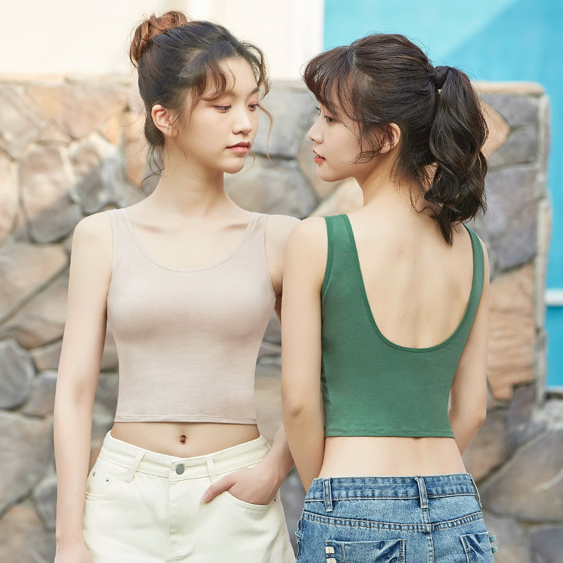 无钢圈美背内衣聚拢收副乳防下垂少女小胸一体背心式胸罩防震抹胸