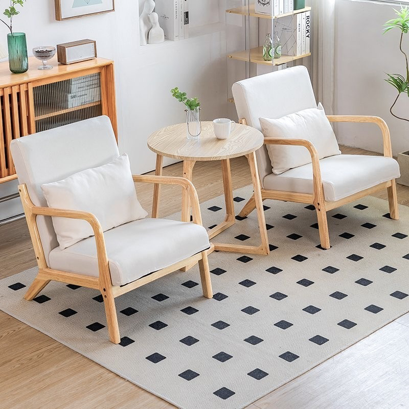 实木沙发单人双人茶几组合北欧小户型日式卧室阳台客厅原木懒人椅