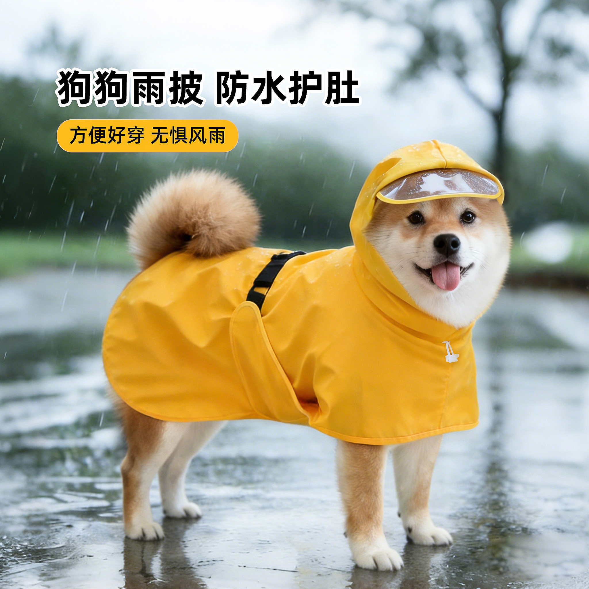 宠物狗狗雨衣斗篷全包护肚防水防脏柴犬柯基中型犬狗雨披雨天遛狗