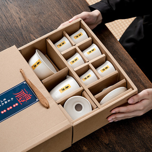 中式品茗佳选白瓷功夫茶具套装简约素净盖碗茶杯公道杯整套