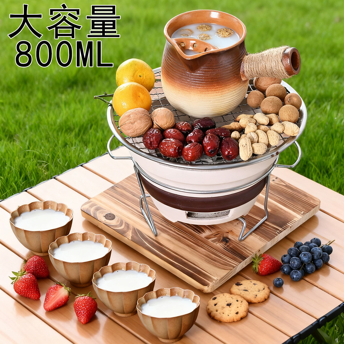 围炉煮茶烤奶壶罐罐壶室内可干烧茶壶套装家用煮茶器陶壶侧把茶壶