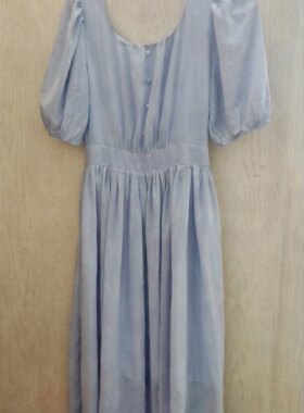 2026年夏季新款法式气质方领泡泡袖雪纺连衣裙优雅甜美淑女裙