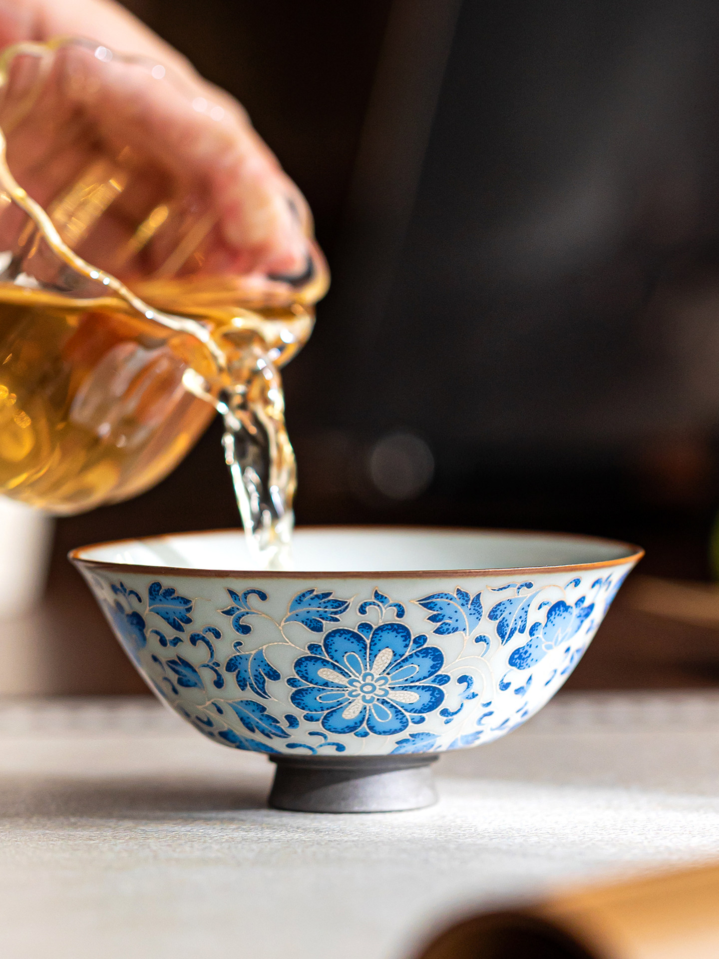 汝窑青花银缠枝莲斗笠杯陶瓷家用茶杯个人专用主人杯单杯功夫茶具,餐饮具,茶杯,淘宝优惠券,粉丝福利购,淘宝优惠卷