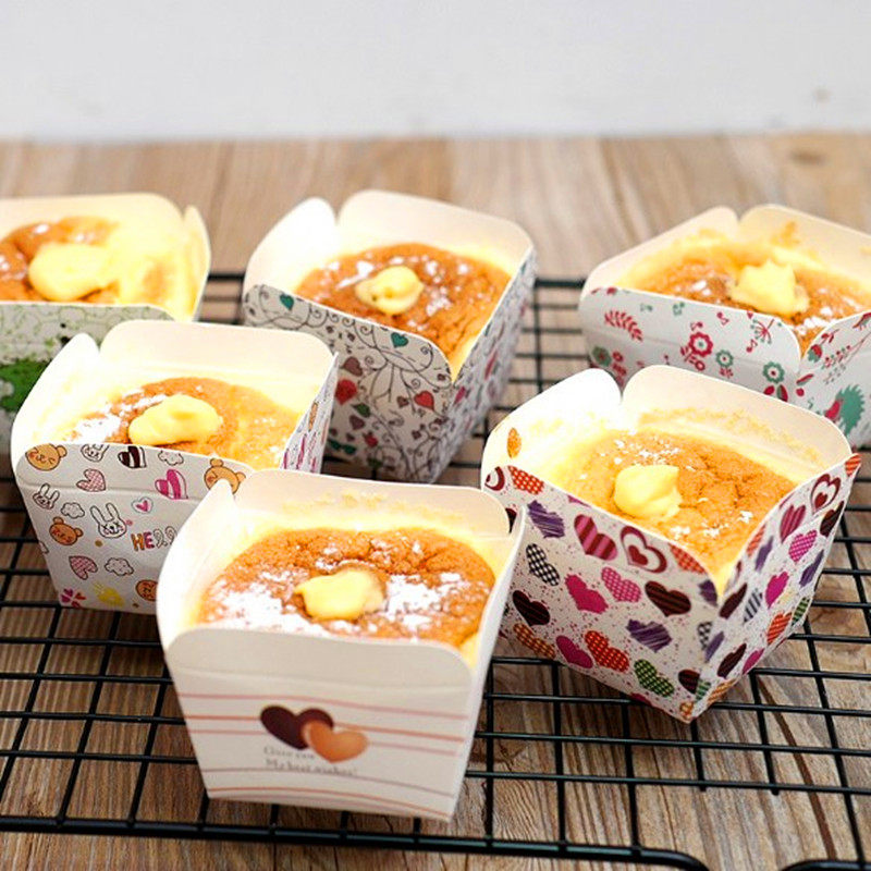正方形耐高温杯机制杯 烘焙淋膜马芬蛋糕纸杯 北海道戚风蛋糕杯