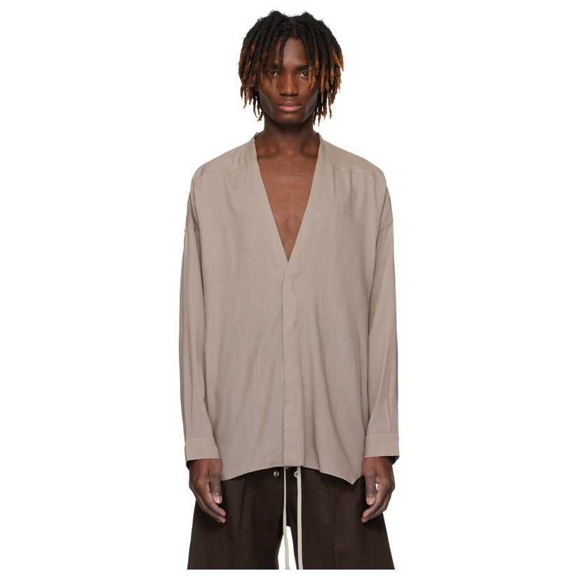 RICKOWENS 灰褐色 Hollywood Lido Larry 衬衫男户外新款商务经