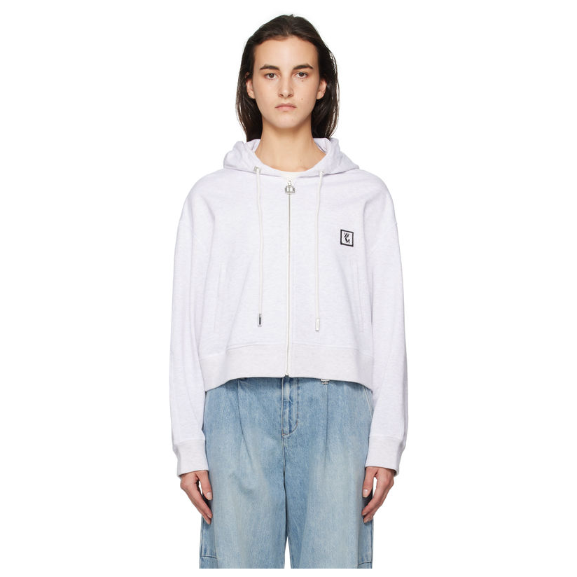 Wooyoungmi 灰色 Back Logo Hooded Zip-Up 连帽卫衣女百搭男女