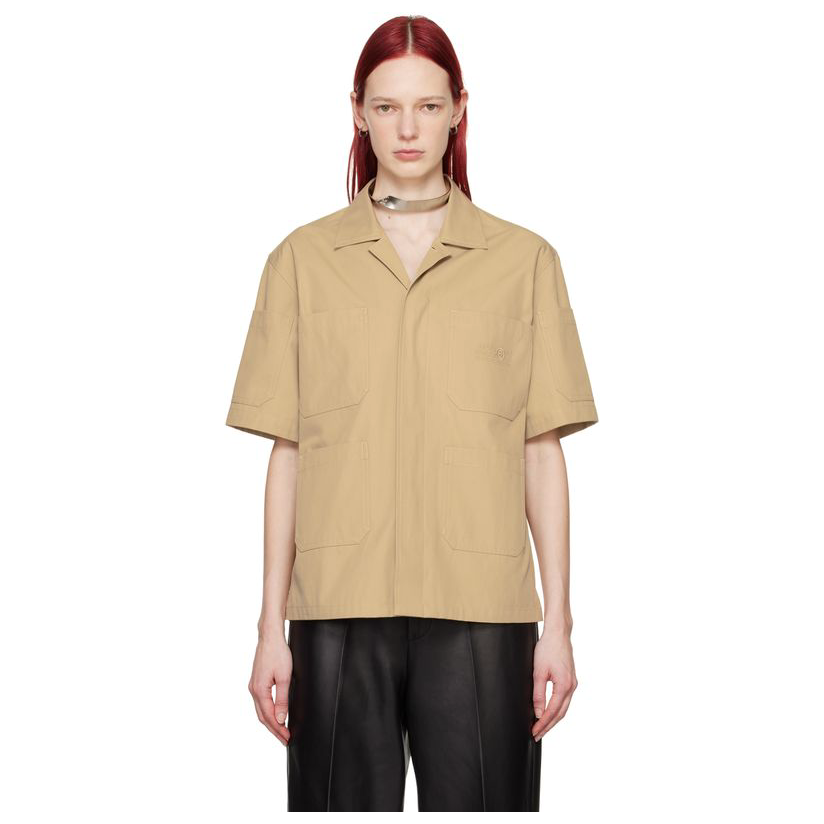 [迷衣APP优惠码：KCHP] Mm6 Maison Margiela 驼色贴袋衬衫女罩