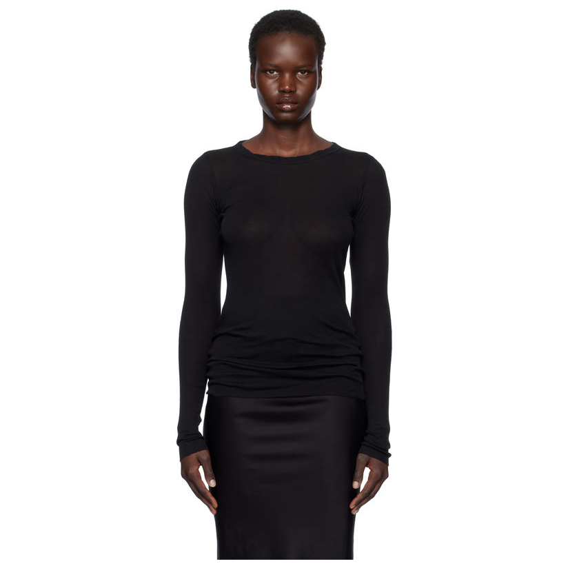 [迷衣APP优惠码：KCHP] RICKOWENS 黑色 Hollywood Rib LS T 恤