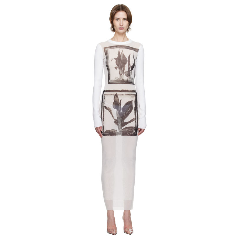 Jean Paul Gaultier 白色 Flowers Cadres 连衣裙女OL风ins通勤