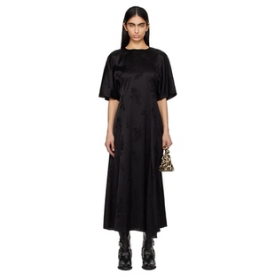 Slit GANNI 連衣裙女裙子女仙女裙 Jacquard Satin 黑色 Fluid