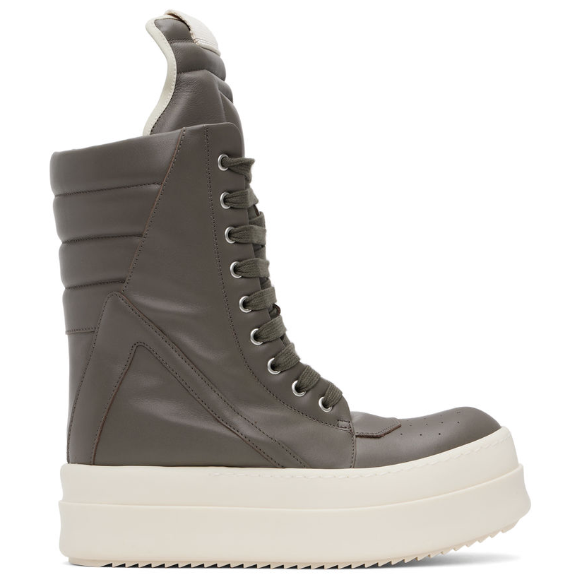 RICKOWENS 灰褐色 Hollywood Mega Geobasket 高帮运动鞋男