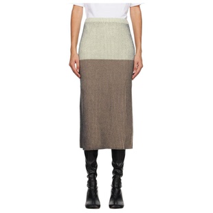 驼色开衩半身裙女裙子女伴娘裙百 Mm6 Maison Margiela 灰白色