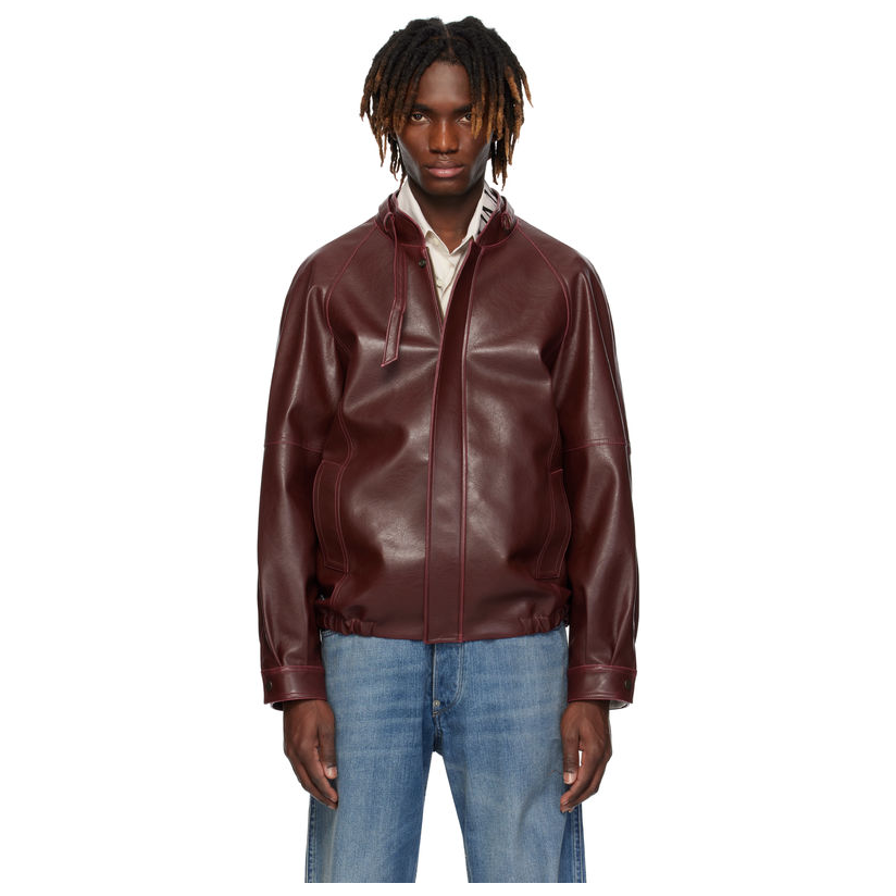 Mm6 Maison Margiela 酒红色 Sports 合成皮衣男舒适中性款轻薄