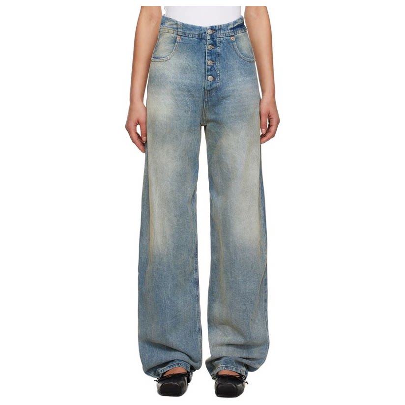 mm6 maison margiela 马丁·马吉拉 mm6 蓝色褪色牛仔裤女软牛