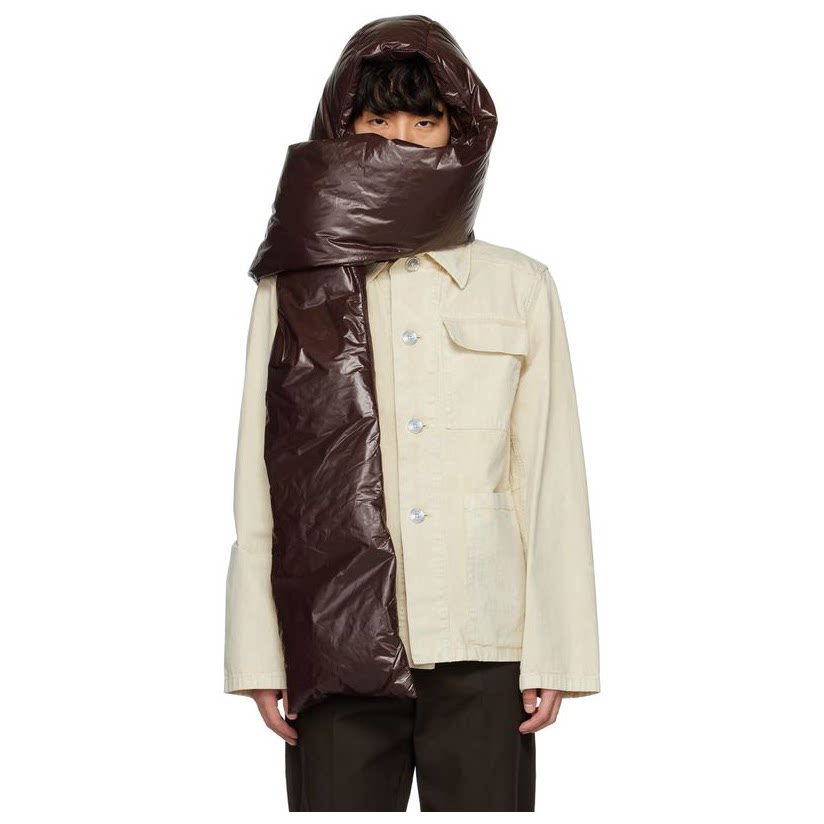jil sander 吉尔·桑达  发售棕色兜帽羽绒围巾男