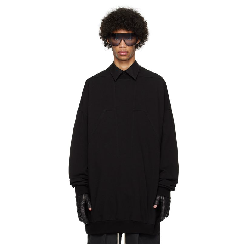 RICK OWENS 黑色 Splintered Peter 卫衣男