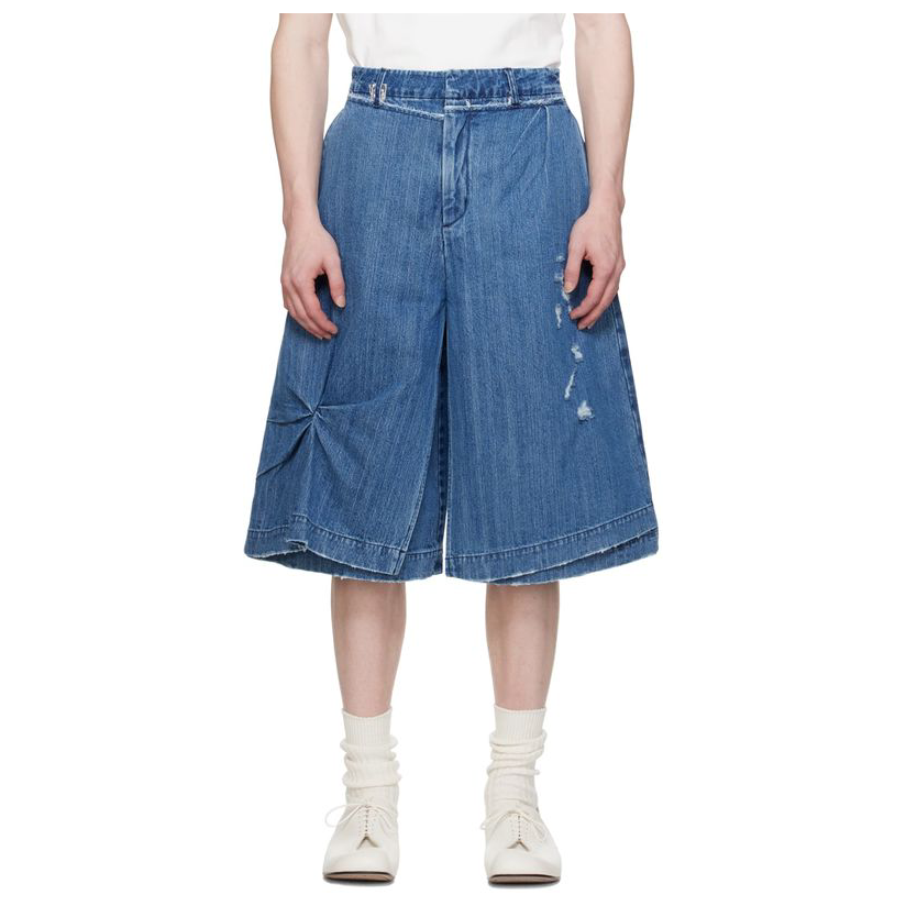 ADER ERROR 蓝色 Ayla 牛仔短裤男轻质登山徒步运动透气男裤舒